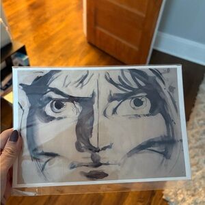 Abstract Face Art Print in Black and Gray